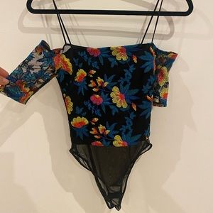 TOPSHOP embroidered bodysuit flowers